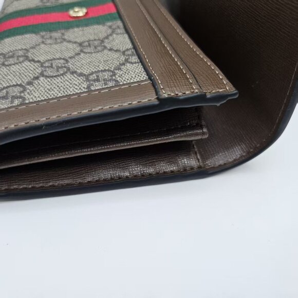 Gucci flap wallet in GG canvas with classic green-red stripe - Picture 4 of 7